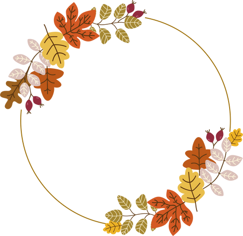 Round Autumn Leaves Frame 